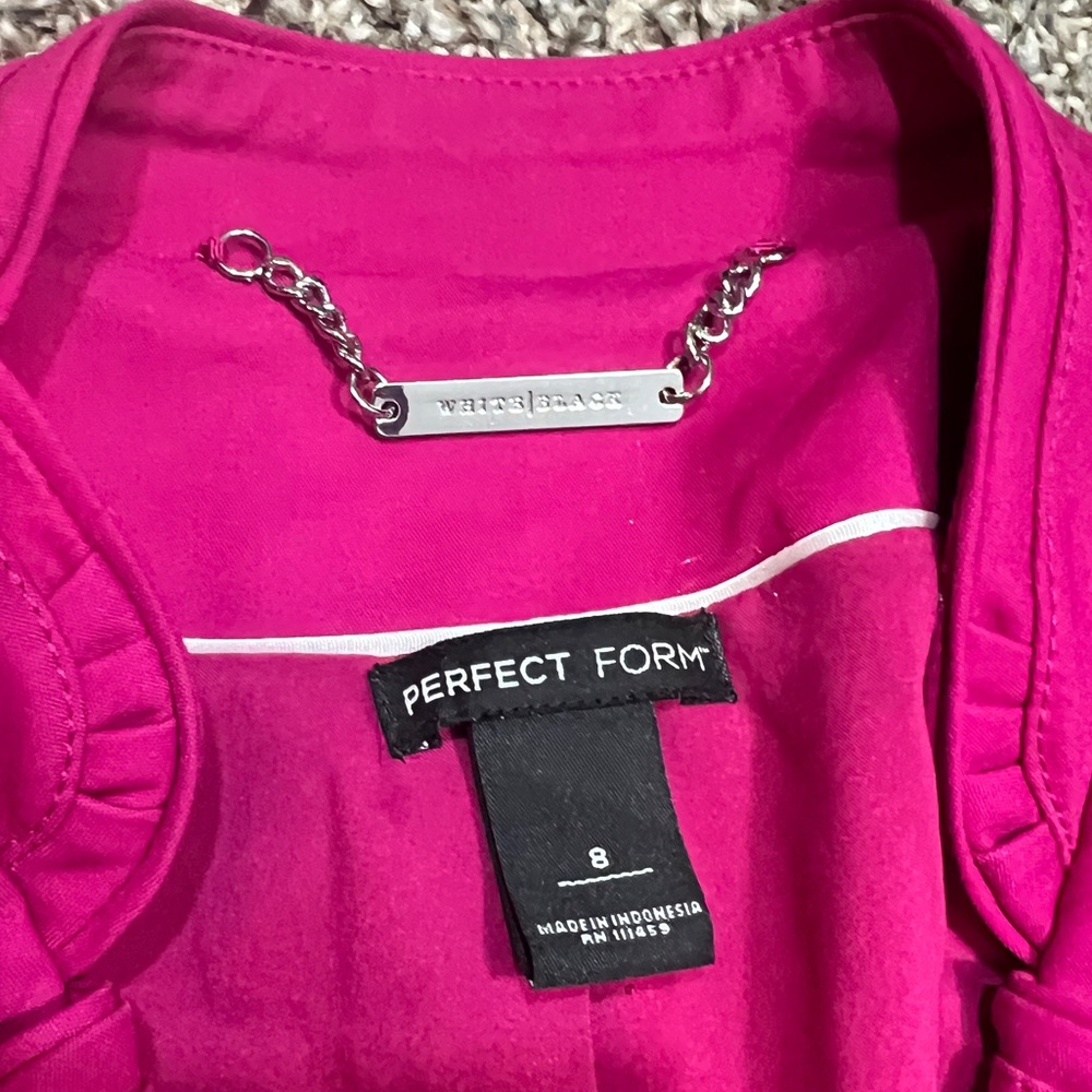 WHBM BLAZER JACKET HOT PINK 3/4 SLEEVES STRETCH SILVER ZIPPER SIZE 8 MEDIUM - Picture 6 of 16